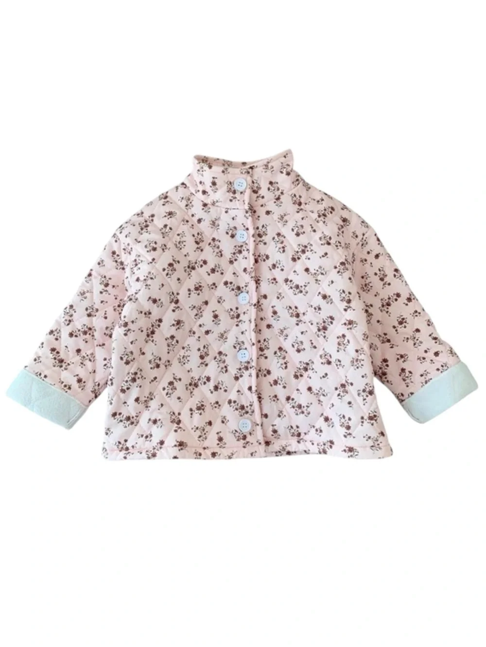Toddler Floral Pattern Quilted Button Front Jacket